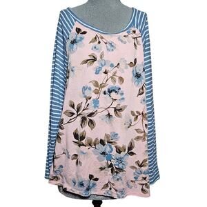 Long Sleeve Multi Print Top Size Large